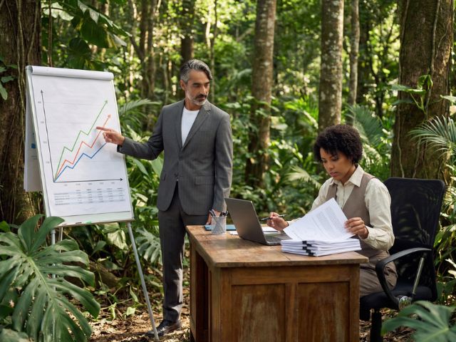 Two people doing business in the Business jungle