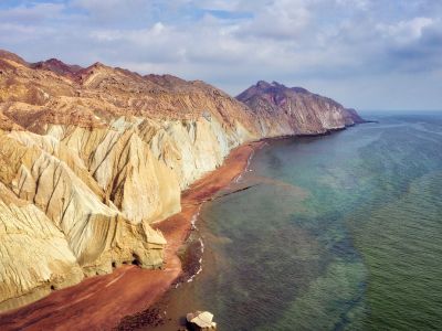 Vista aerea dello stretto di Hormuz