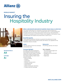 Insuring the hospitality industry