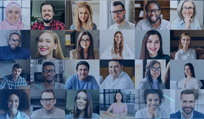 A collage of photos of people from Allianz 