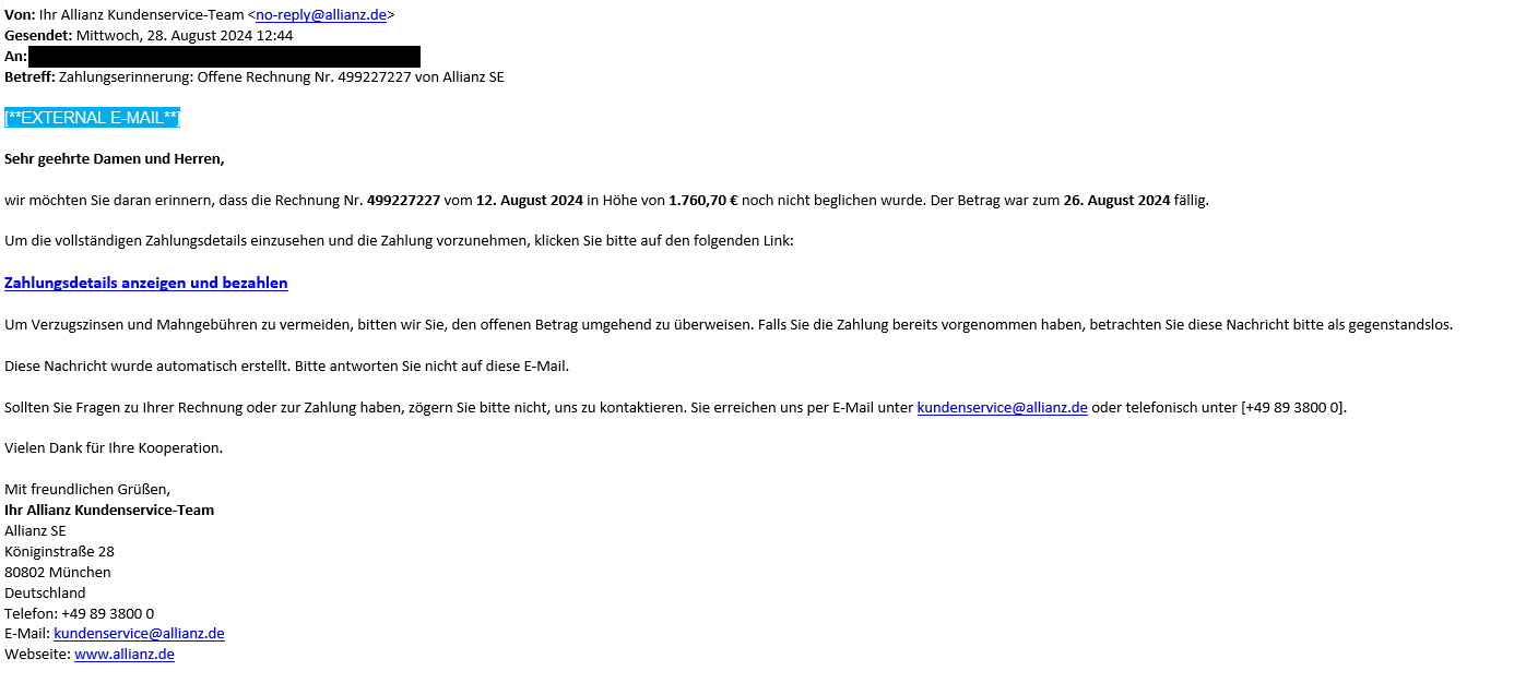 Fake E-Mail Allianz