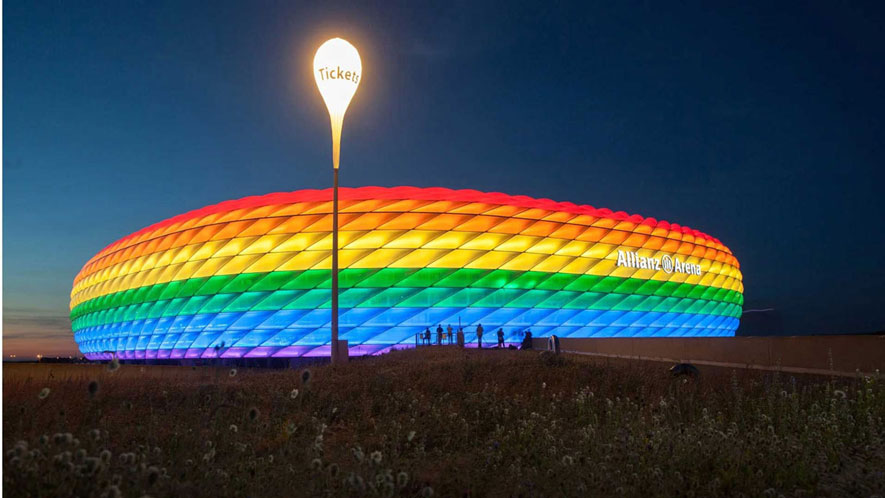 Allianz arena with lgbt colors
