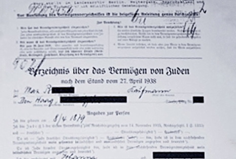 Formular zur Registrierung des Vermögens der jüdischen Bürger (1938) (Landesarchiv Berlin)