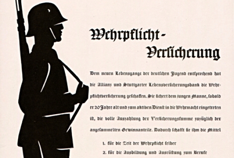 Der Krieg verändert auch die Angebote der Versicherung: Werbung für die Wehrpflichtversicherung