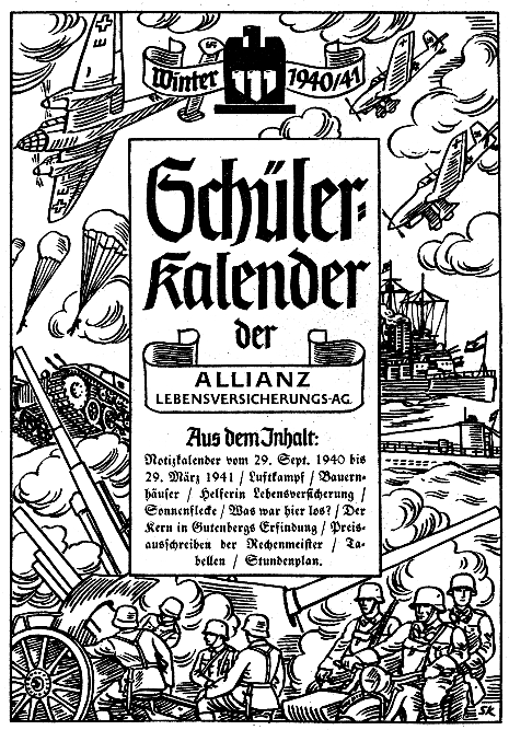 Schülerkalender von Allianz Leben 1940/41