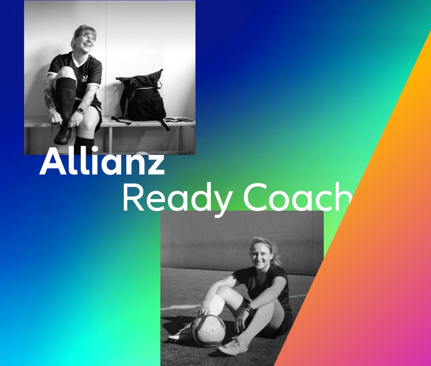 Allianz Ready Coach Headline with a collage of two footballer women