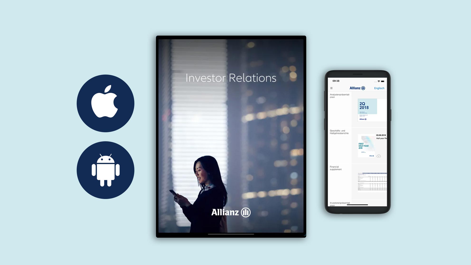 White font title on blue background saying: Allianz Financial Information on Youtube
