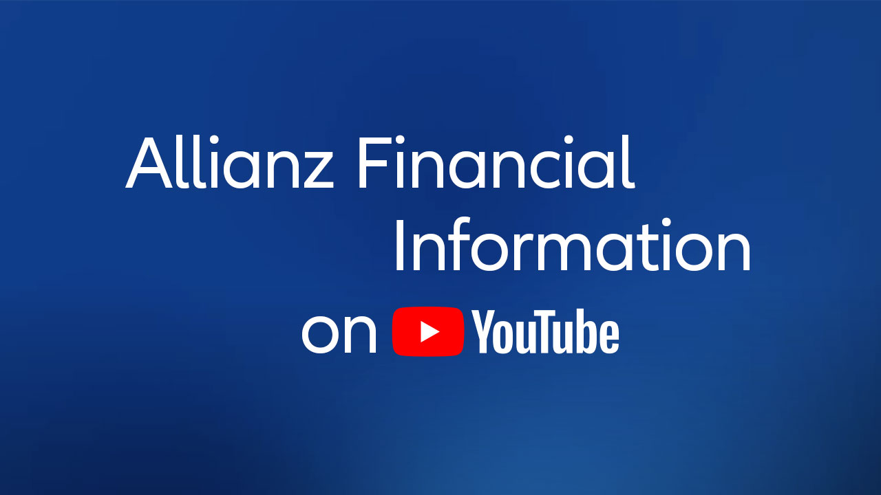White font title on blue background saying: Allianz Financial Information on Youtube