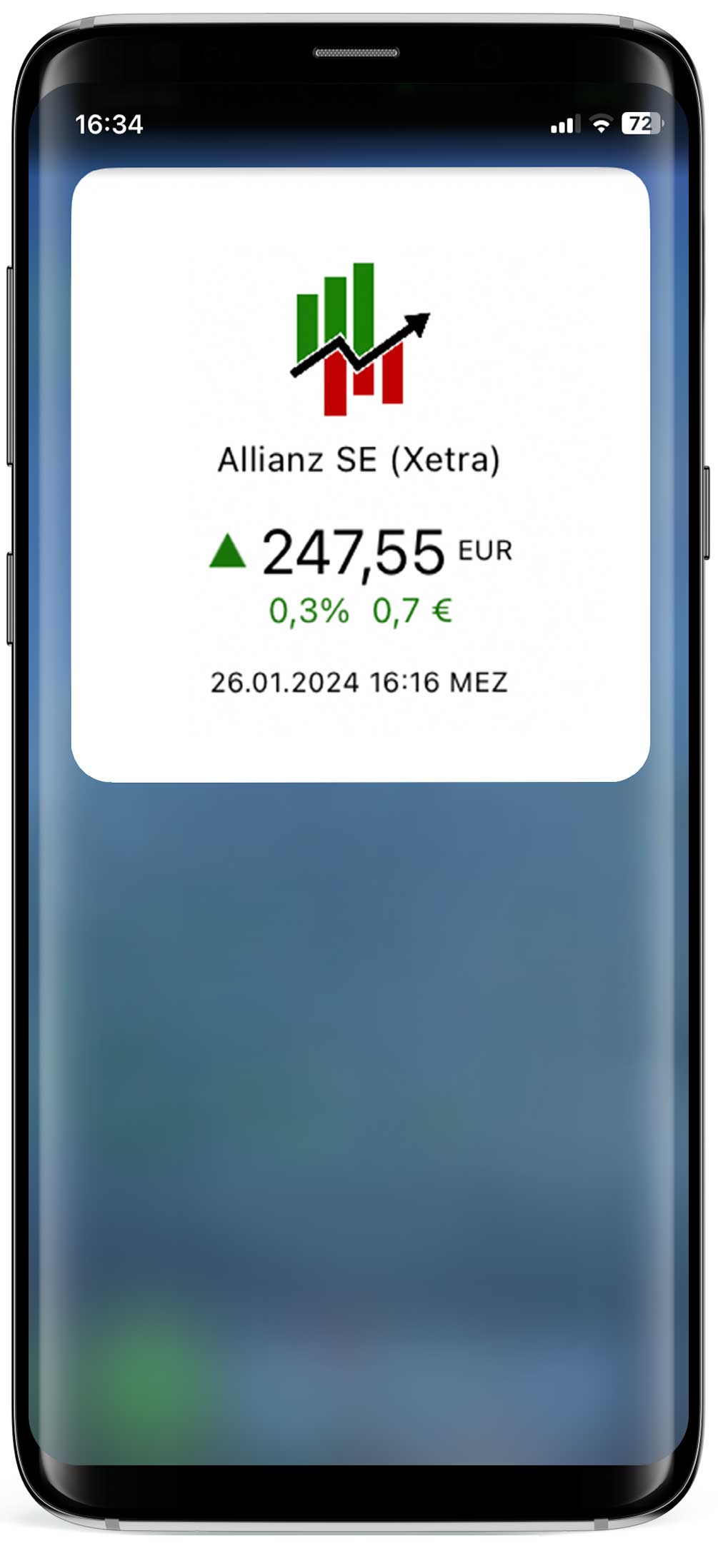 Widget share Notification on mobile screen