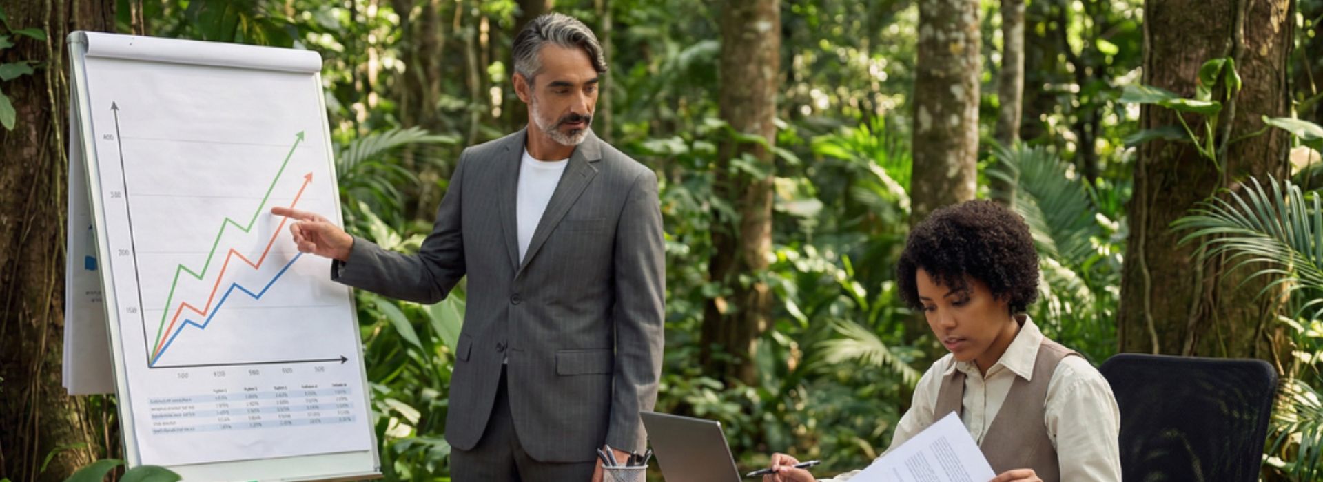 Two people doing business in the Business jungle