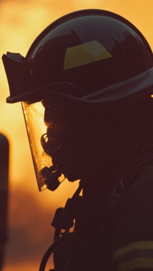 Close up image of a firefighter