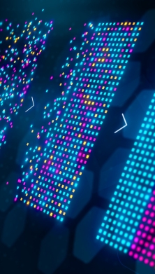 Image of colorful visuals on a screen 