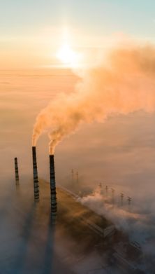 Factory smog above the clouds