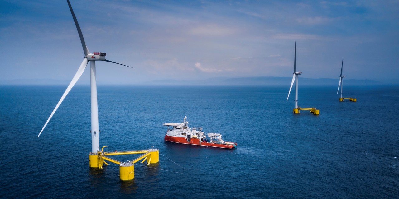 image of floating wind turbines in the sea