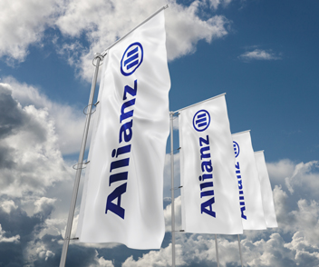 Photo of Allianz-branded flags