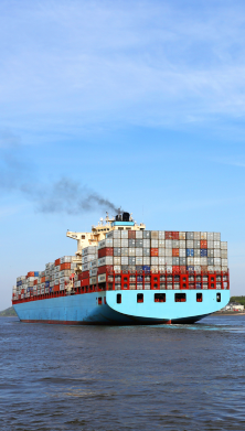 Photo of a cargo ship at the sea