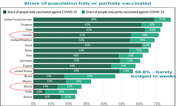 COVID-19 vaccination rates - August 2021 Chart