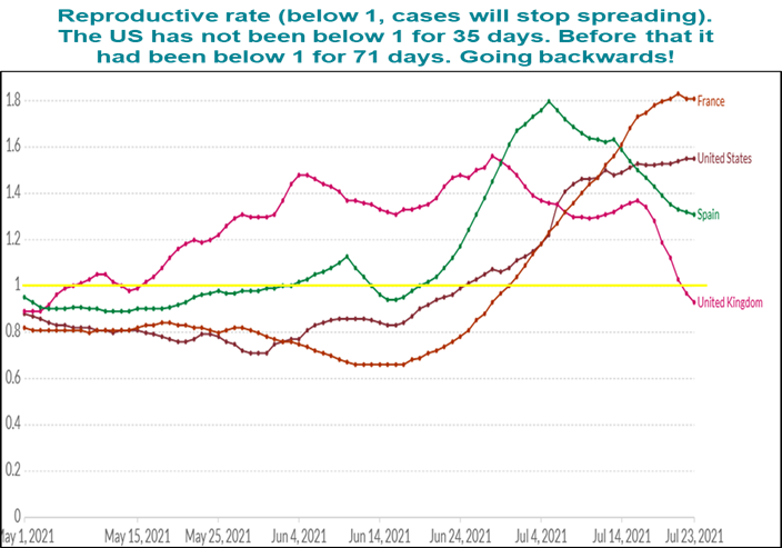 COVID-19 reproductive rates - August 2021 Chart