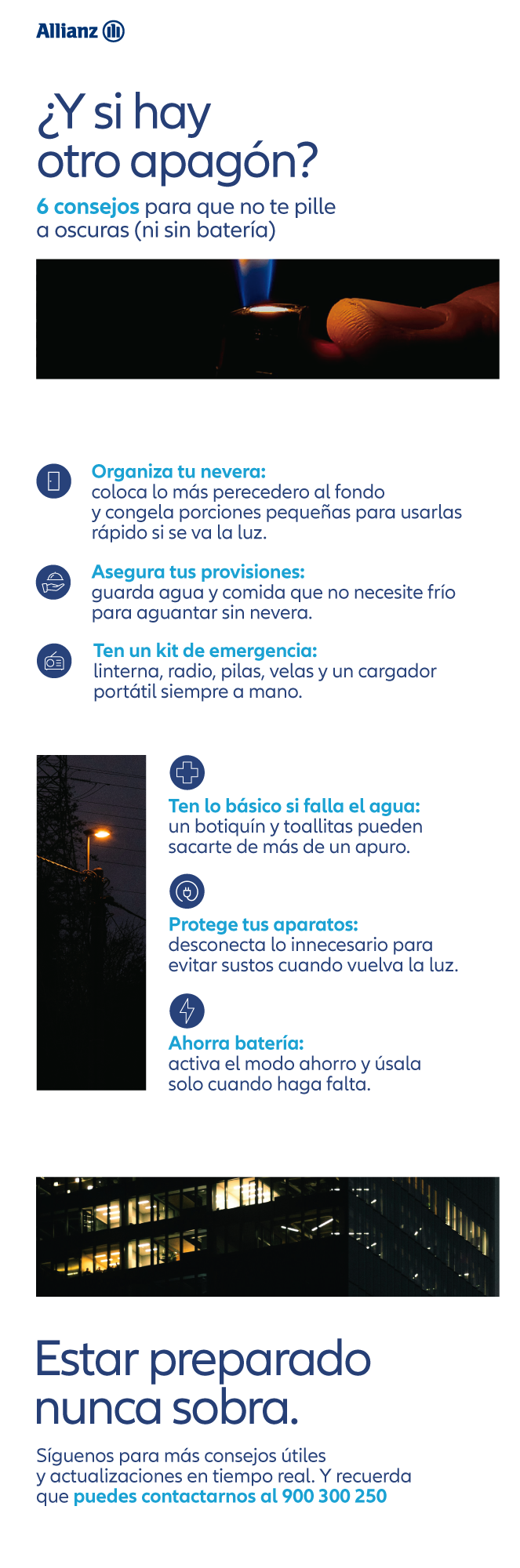 Infografía de 6 consejos para que no te pille a oscuras durante un apagón