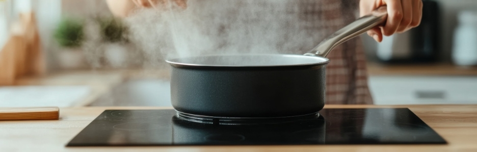 Imagen de una persona cocinando con vitrocerámica