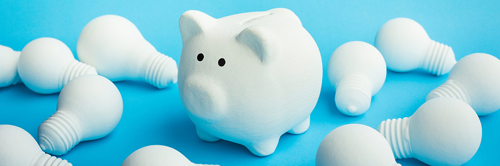 Imagen de hurcha cerdito con bombillas a su alreredor